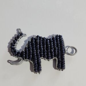 Black Beaded Elephant Key Holder